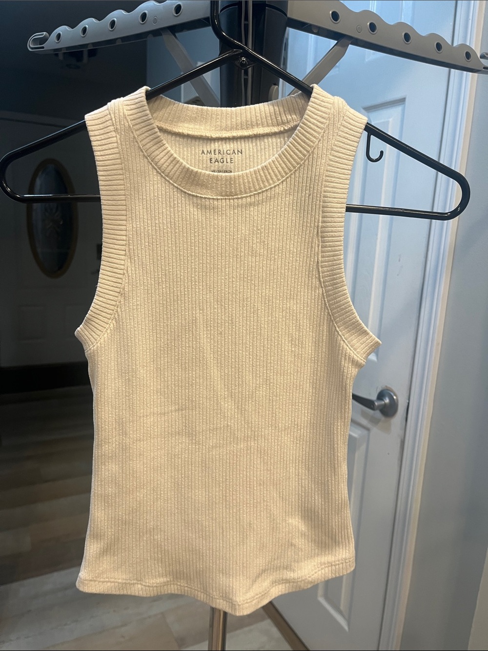 American Eagle Outfitters Cream Ribbed Tank